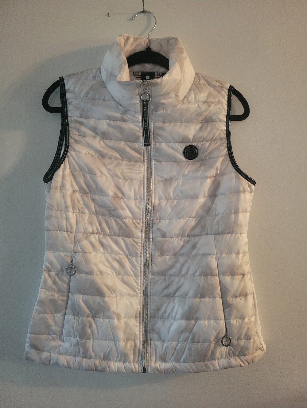Luhta Isokorpi White & Gray Pattern Hybrid Quilted Vest Puffer - Size M (US 8)